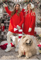 Ozdobnie pleciony Svetr z golfem Wrapped In Comfort červený