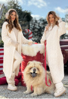 Dlouhý ozdobnie pleciony kardigan Wrap Yourself ecru