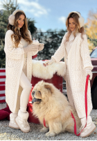 Dlouhý ozdobnie pleciony kardigan Wrap Yourself ecru