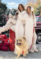 Dlouhý ozdobnie pleciony kardigan Wrap Yourself ecru