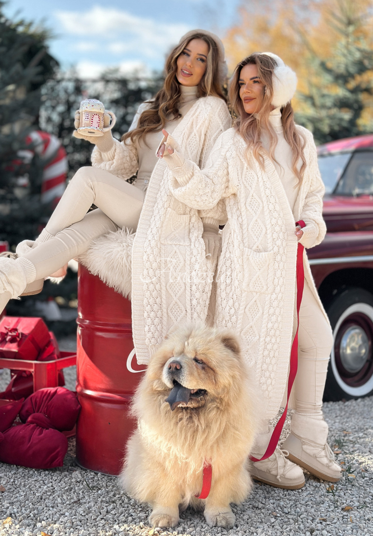 Dlouhý ozdobně pletený kardigan Wrap Yourself ecru