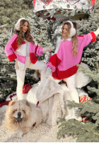 Krótki kardigan Cold Coffee różowo-červený