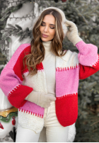 Krótki kardigan Cold Coffee różowo-červený