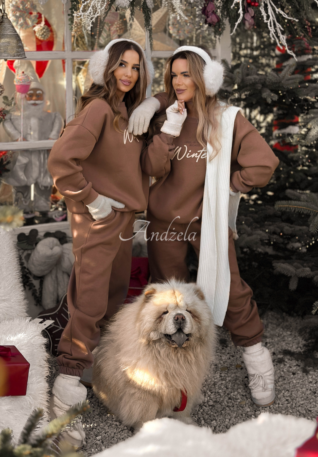 Tepláková souprava mikina a kalhoty So Happy Because Winter čokoládový