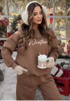 Tepláková souprava Mikina i Kalhoty So Happy Because Winter čokoládový