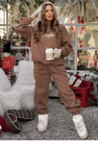 Tepláková souprava Mikina i Kalhoty So Happy Because Winter čokoládový