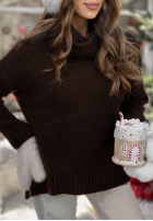 Svetr oversize z golfem Peaceful čokoládový