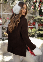 Svetr oversize z golfem Peaceful čokoládový