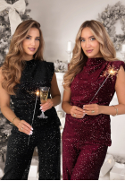 Cekinowa Halenka z marszczeniami Shiny Obsession černá