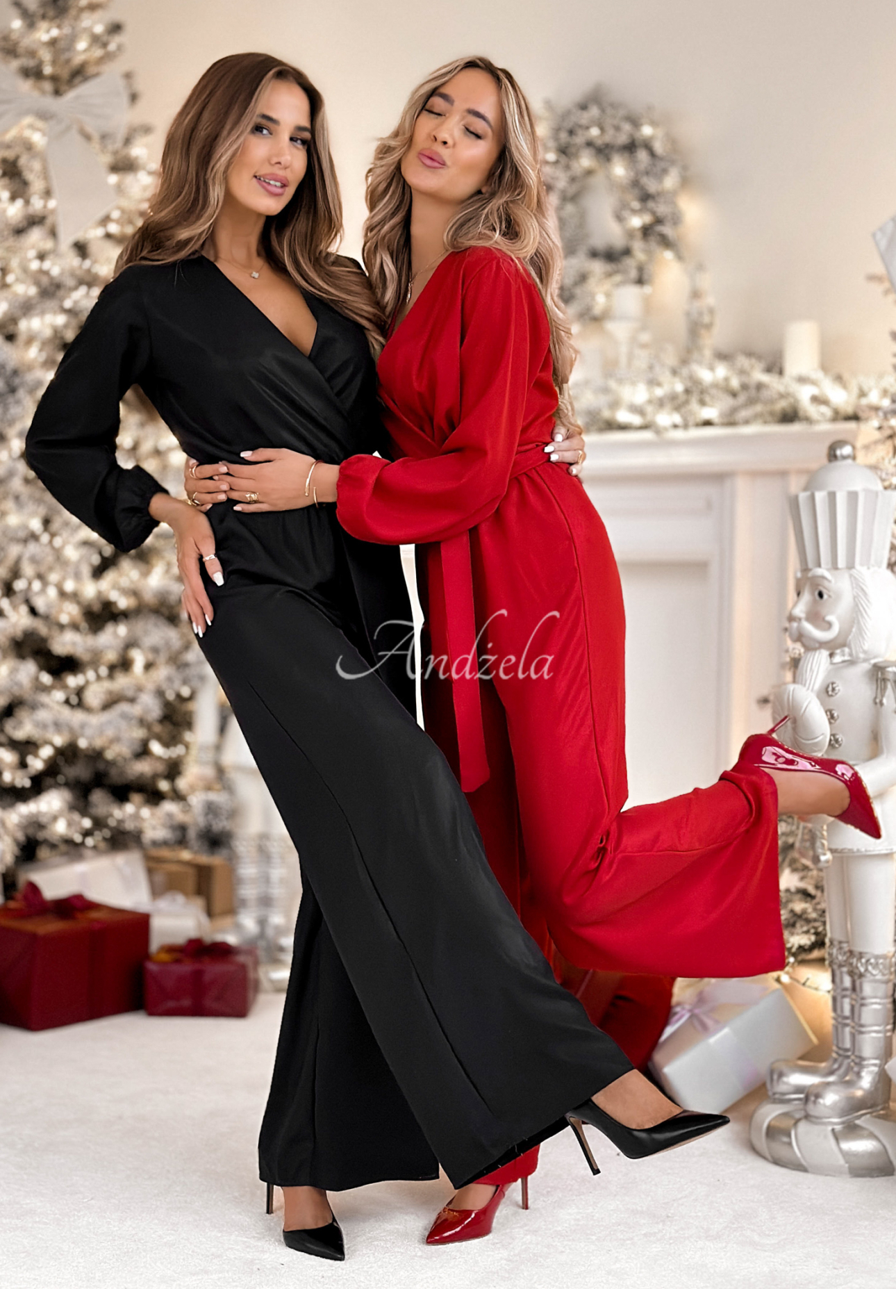 Dlouhý lesklý overal s viskózou Mistletoe &amp; Wine Černé