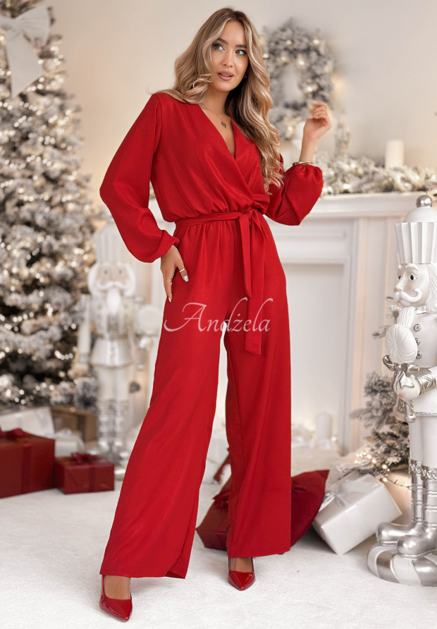 Dlouh&yacute; leskl&yacute; overal s visk&oacute;zou Mistletoe & Wine červen&yacute;