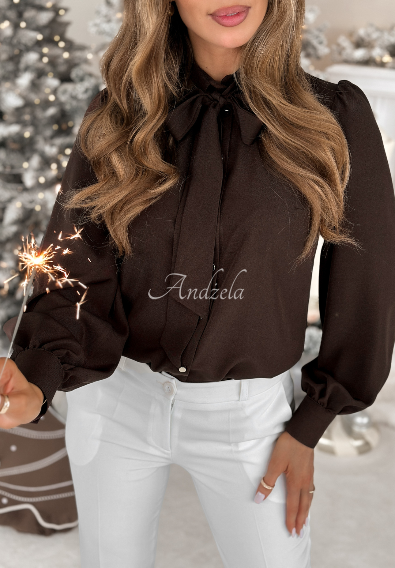 Košile s vázáním Special One čokoládová