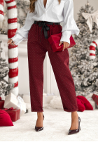 materiálové Kalhoty z kryształkami Dazzling Choice bordové