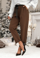 materiálové Kalhoty z kryształkami Dazzling Choice čokoládové