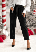 materiálové Kalhoty z kryształkami Dazzling Choice černé