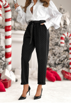 materiálové Kalhoty z kryształkami Dazzling Choice černé