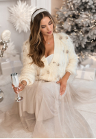 Krótki kardigan z kryształkami The Frosting Fairy ecru