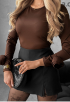 Halenka z ozdobnymi różami Rose All Day čokoládová