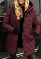 Prošívaná Bunda s kapucí Chilly Nights vínová