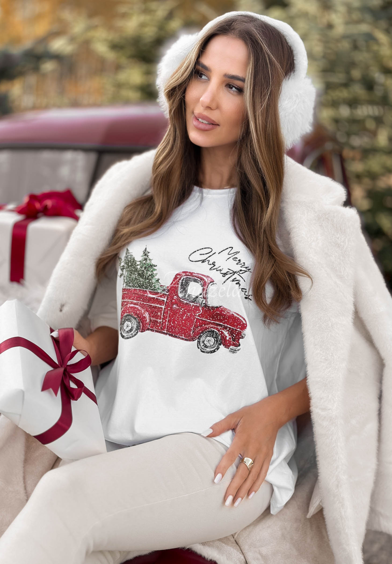 Vánoční tričko s potiskem Merry Times Bílá