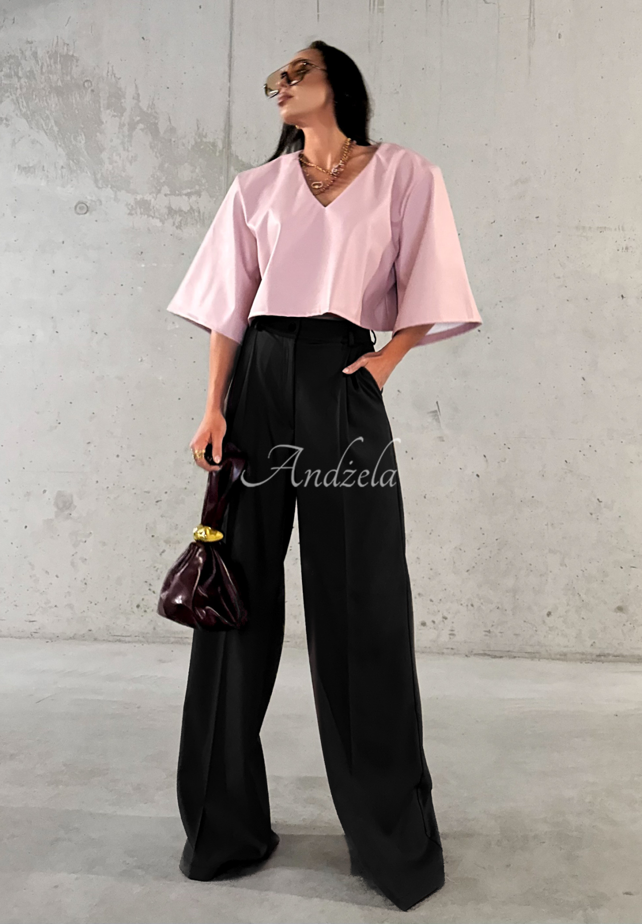 Elegantní viskózové široké kalhoty La Milla Coffee First černé