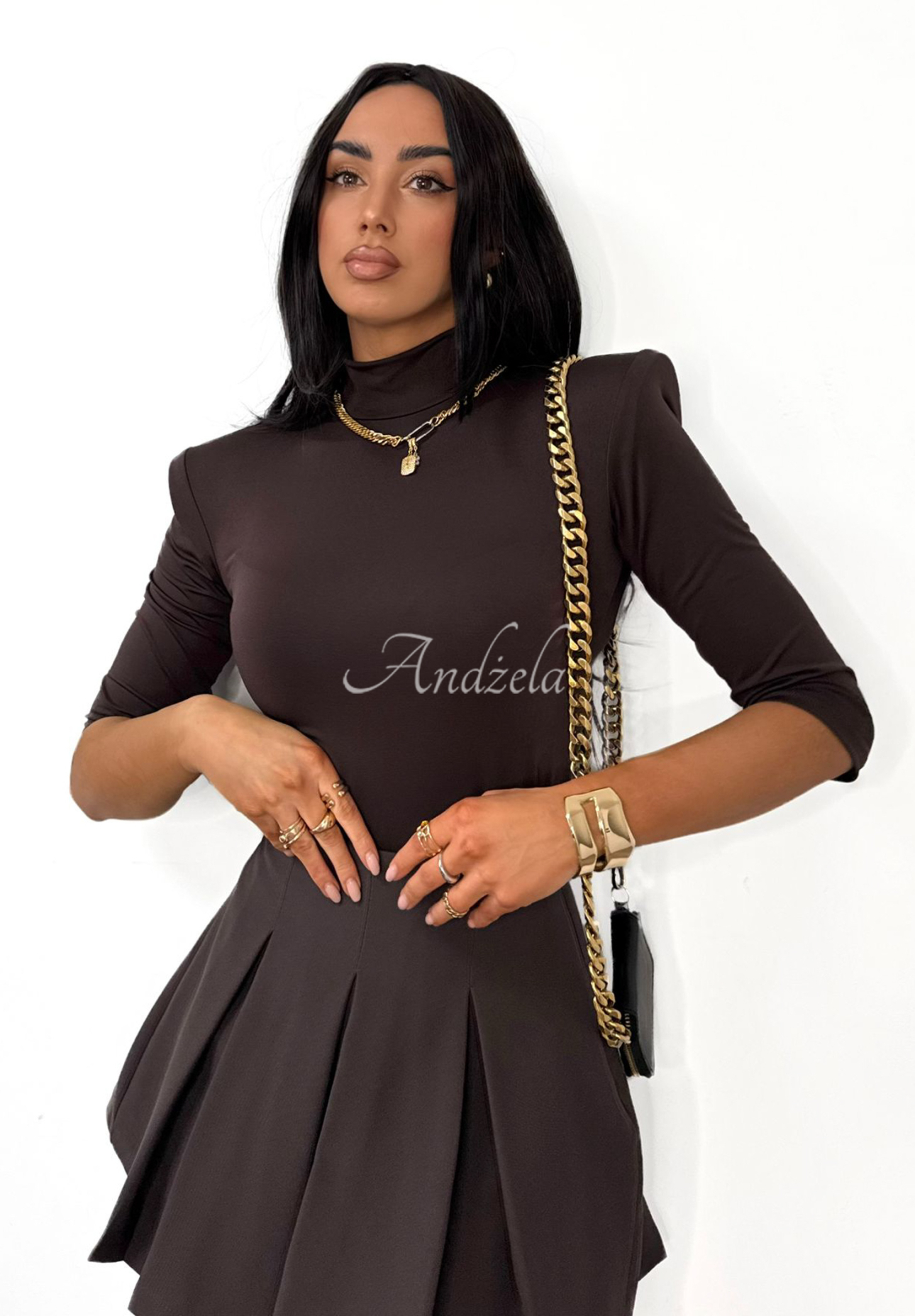 Plisované sukně-šortky mini La Milla Casa De Moda čokoládové