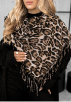 Šátky z frędzlami w panterkę Wild Cold béžovo-černá