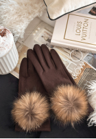 semišové Rukavice Fluffy čokoládové