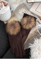 semišové Rukavice Fluffy čokoládové