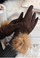 semišové Rukavice Fluffy čokoládové