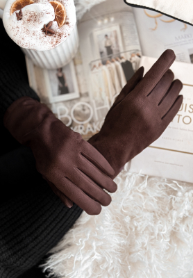 Semišové rukavice Season Of Rest čokoládové