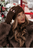 Plecione Rukavice Winter Wishes ciemnoczekoladowe