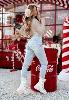 Lehký Vroubkovaný Svetr z golfem Restful Pause béžový