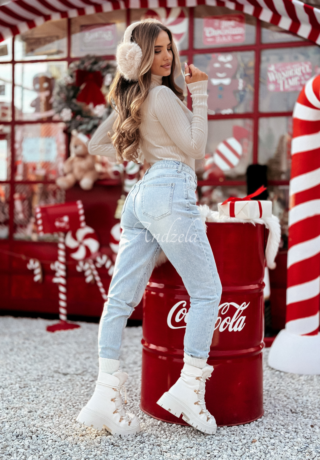 Lehký vroubkovaný svetr s rolákem Restful Pause béžový