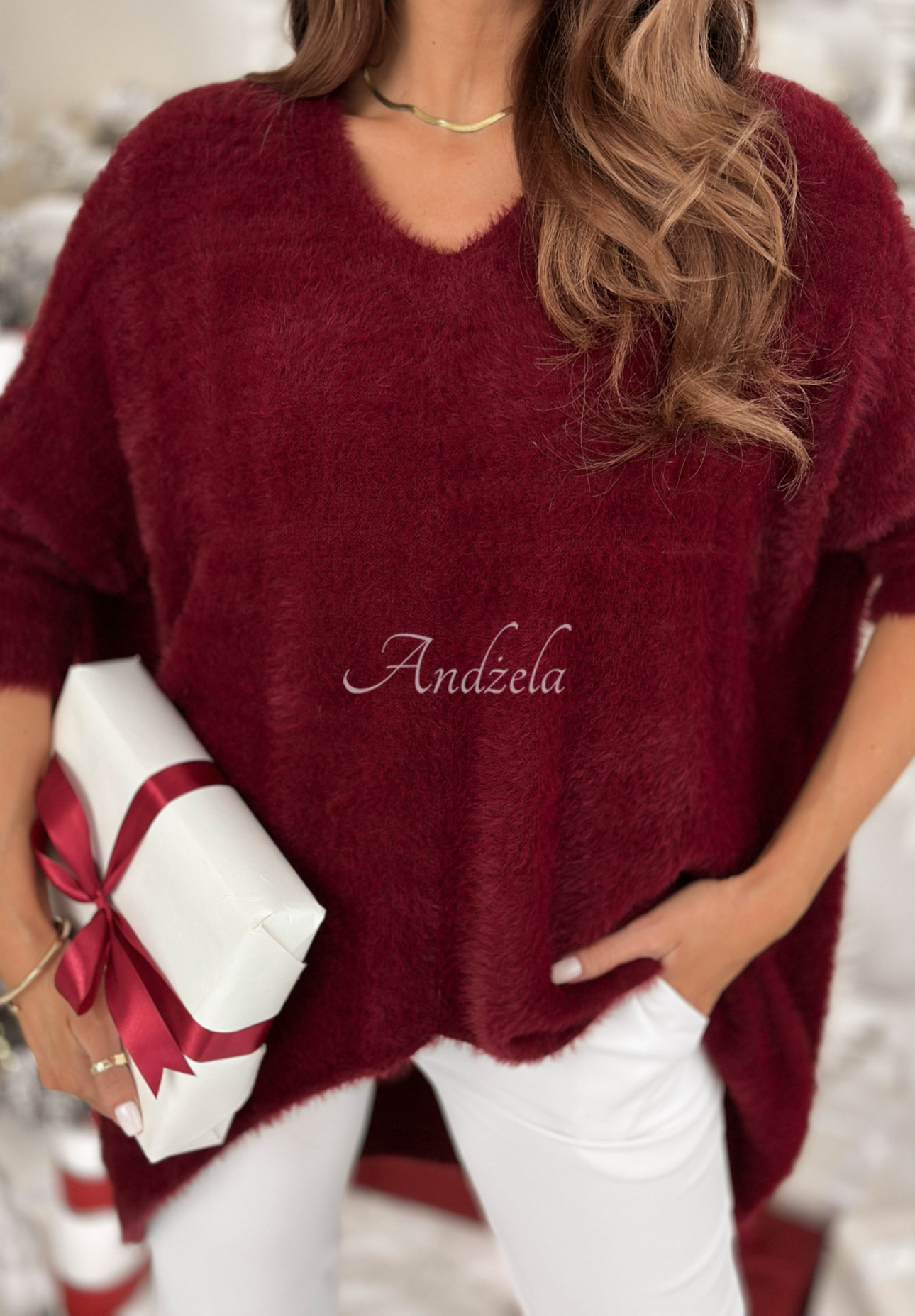 Oversize svetr Touches Heaven vínový