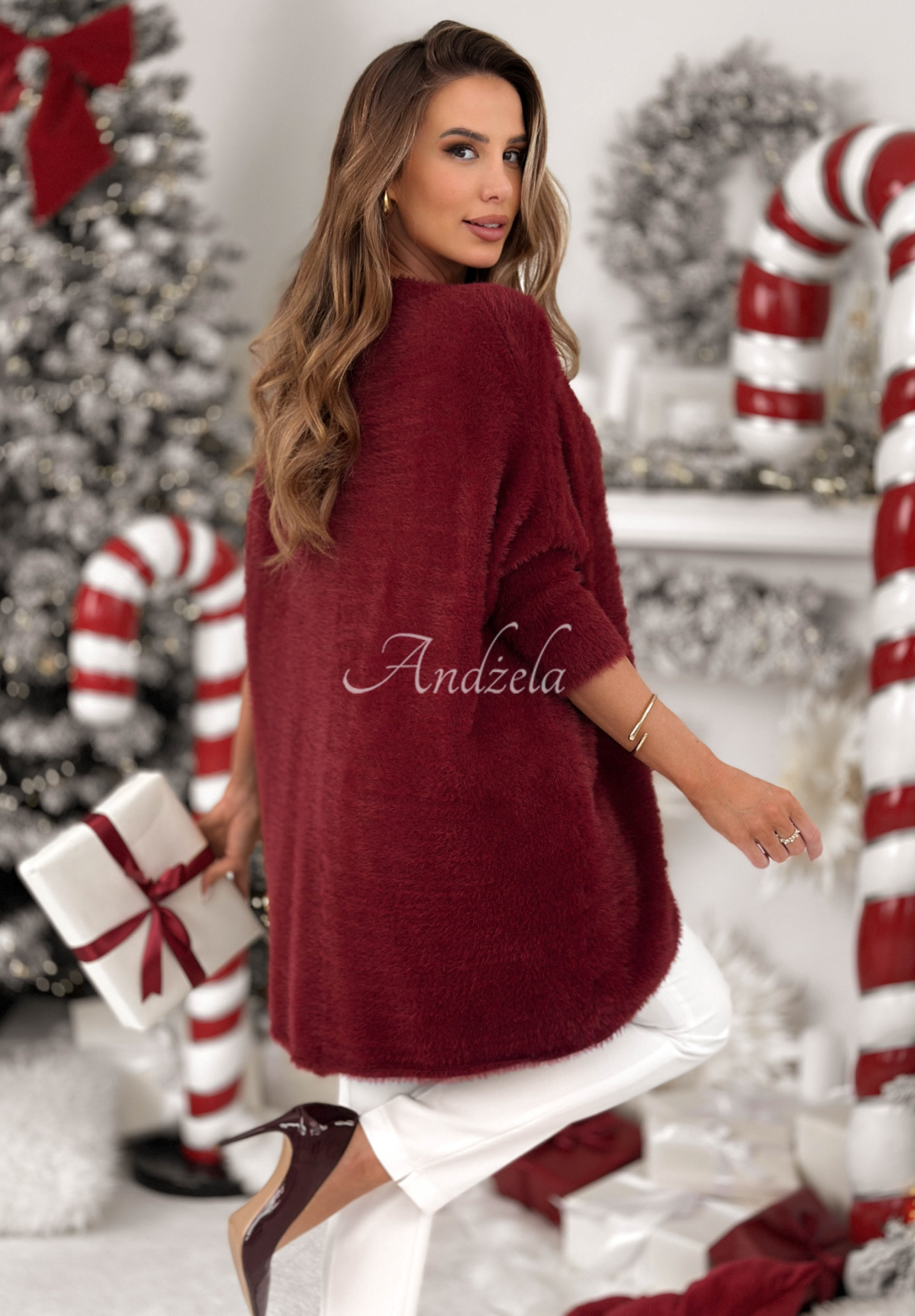 Oversize svetr Touches Heaven vínový