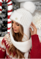 Čepice z szalikiem balaclava Cold Season Bílá