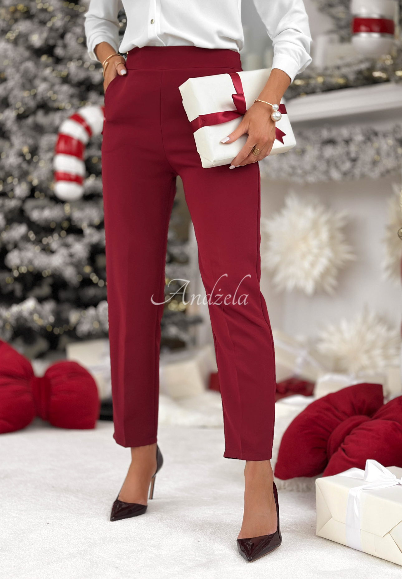 Cigaretové kalhoty No Idea bordové