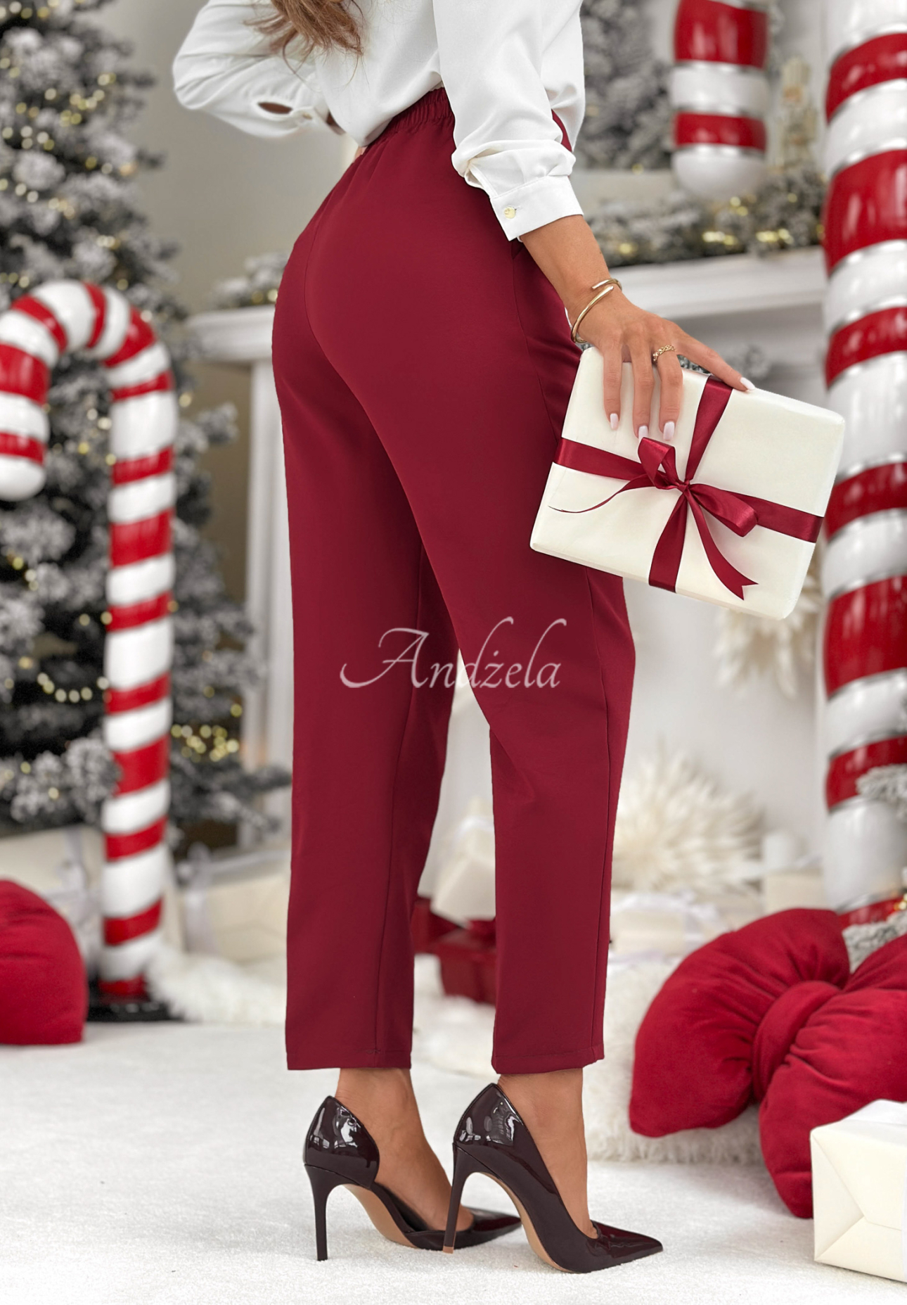 Cigaretové kalhoty No Idea bordové