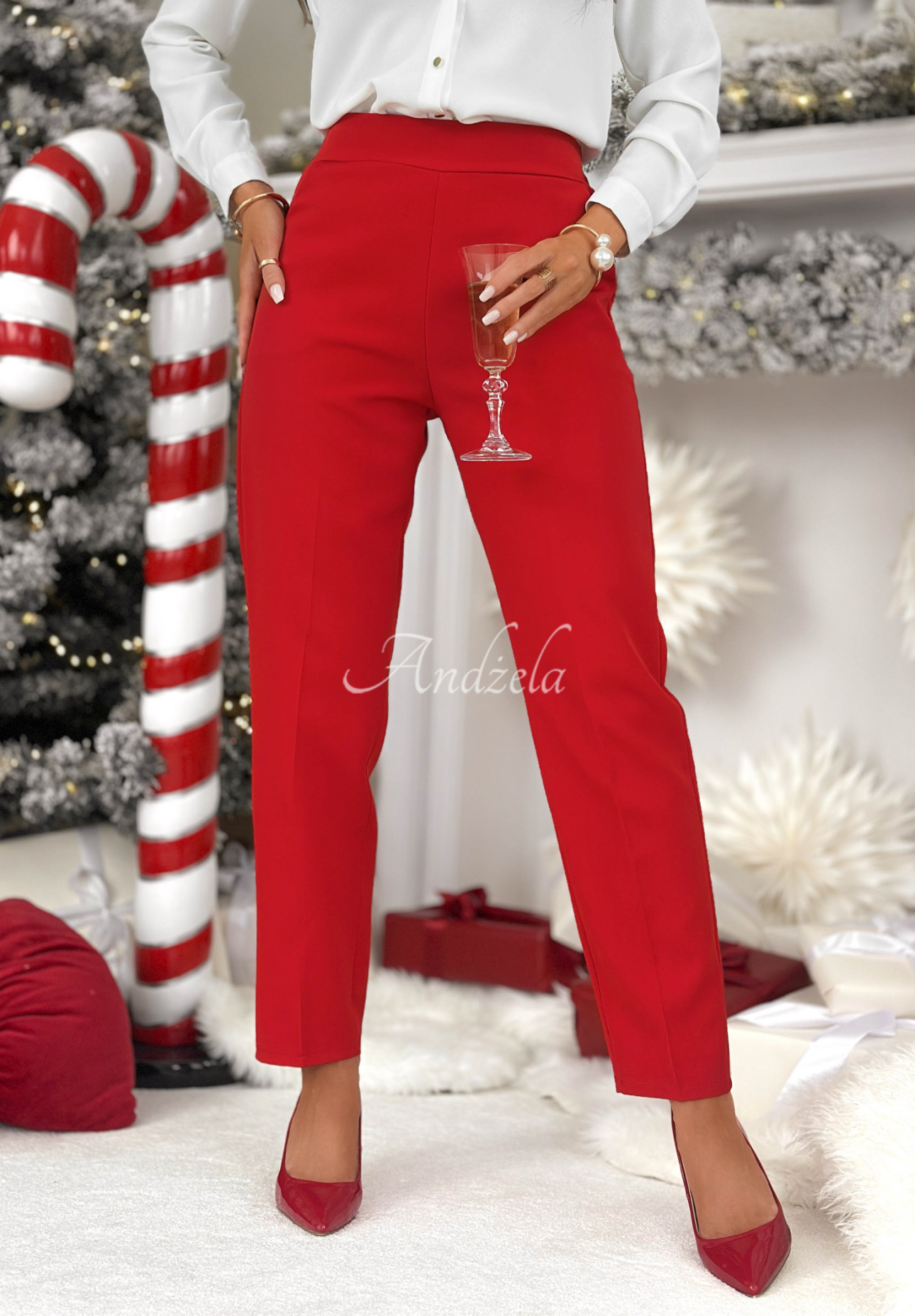 Cigaretové kalhoty No Idea červené