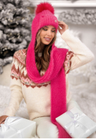 Čepice z szalikiem balaclava Cold Season růžová