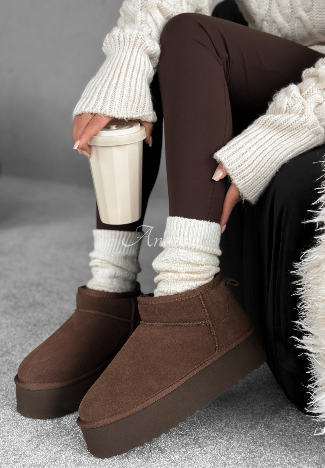 Semišové sněhulové kotníkové boty Jack Frost čokoládové