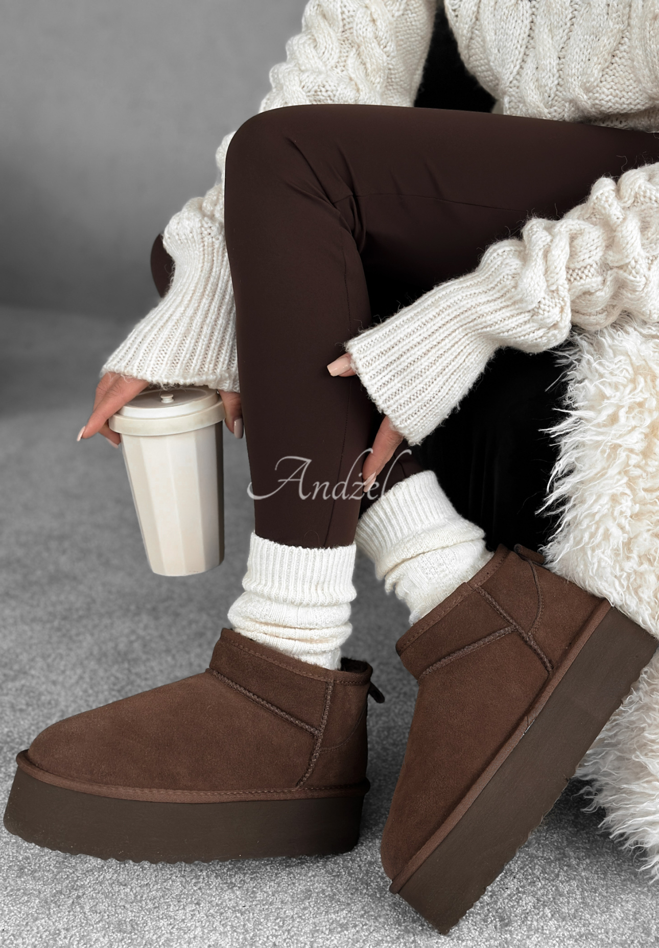 Semišové sněhulové kotníkové boty Jack Frost čokoládové