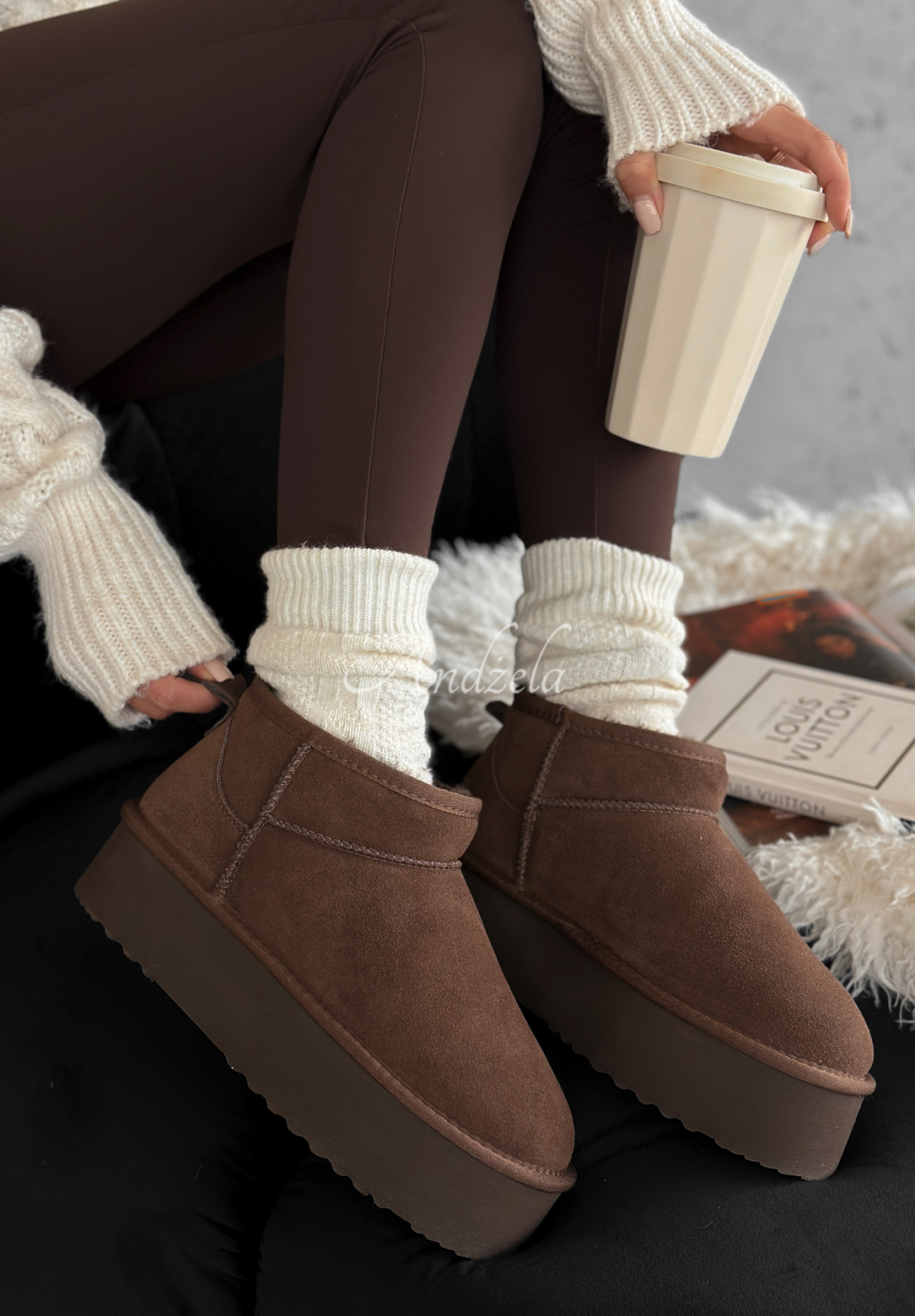 Semišové sněhulové kotníkové boty Jack Frost čokoládové