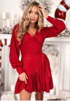 Kopertowa błyszcząca Šaty z bufkami Your Song červená