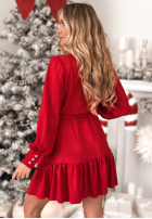 Kopertowa błyszcząca Šaty z bufkami Your Song červená