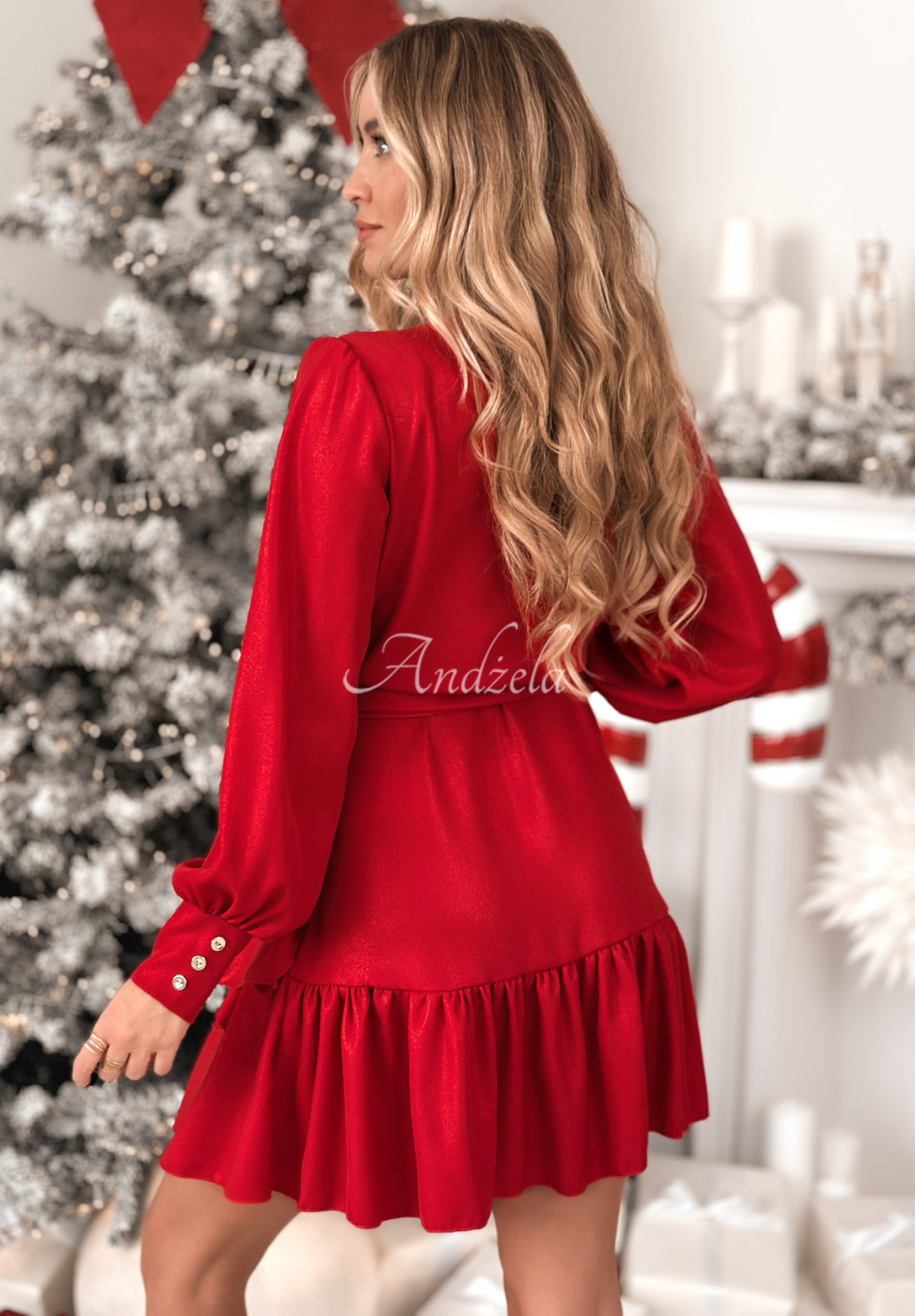 Obálkové lesklé šaty z viskózy Your Song červená