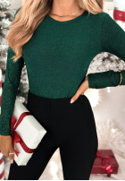 Błyszczące body ze stójką Really Simple láhvová zelená