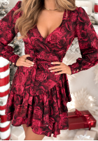 Kopertowa Šaty z bufkami w kwiaty Your Song vínová