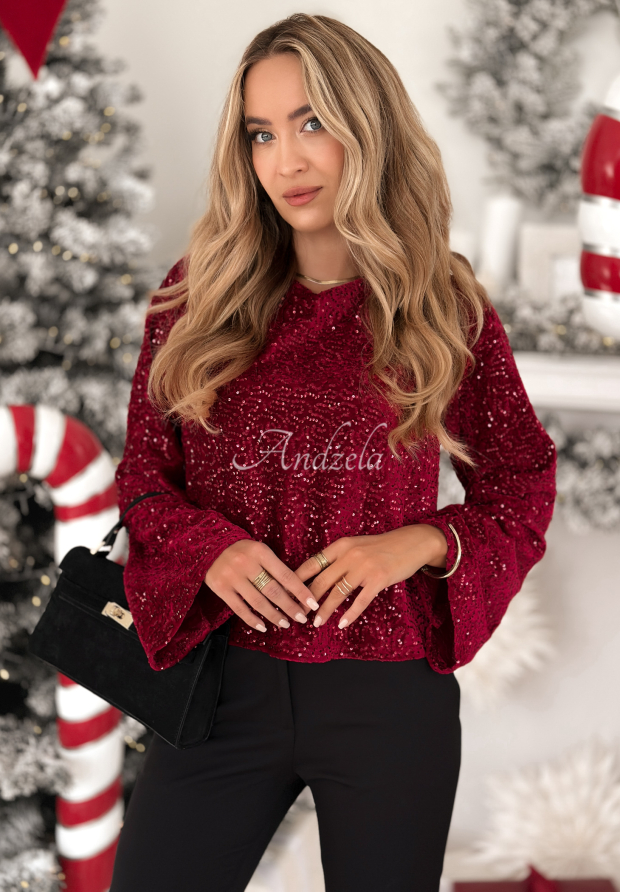 Flitrovan&aacute; halenka s dlouh&yacute;m ruk&aacute;vem The Mistletoe Lady v&iacute;nov&aacute;